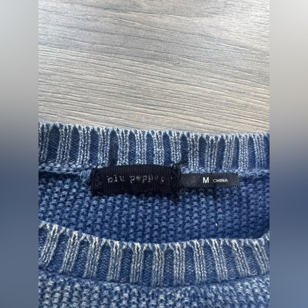 Blu Pepper blue Sweater with Lace Accents - Picture 5 of 9